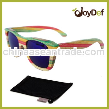 Top Quality Custom Wayfarer Spring Hinge Bamboo Sunglasses with pouch