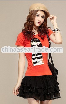 Top quality emboridery women t shirt single