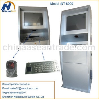 Touch screen kiosk with keyboard