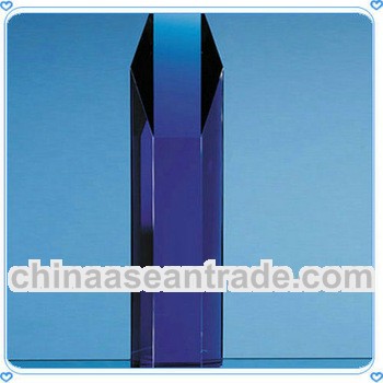 Tower Octangle Blue Crystal Trophy for Customized Awards