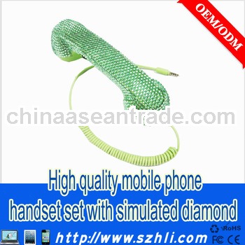 Typical old fashion design Shining crystal handset set up with diamond,high quality voice guaranteed