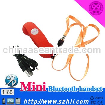 Unique fashional design super mini universal bluetooth handset with LED indicating light 118B