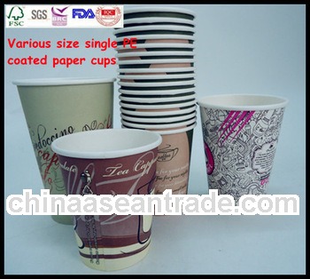 Various size single PE coated paper hot cups