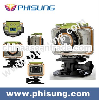 Waterproof 170 degree wide view 1080P sports action camera