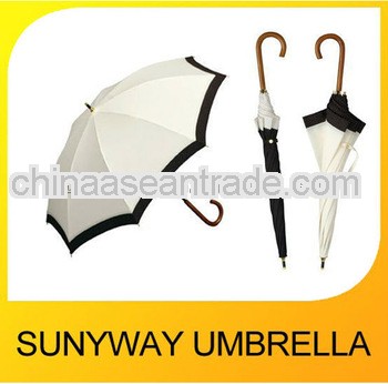 White Stick Umbrella with Trim