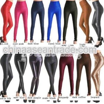XH-0123-3 High Waist Stretch Faux Leather Look Tights Leggings