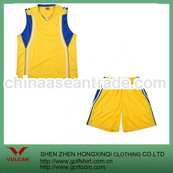 Yellow 100% Polyester Dry Fit Basketball Sportswear Jersey