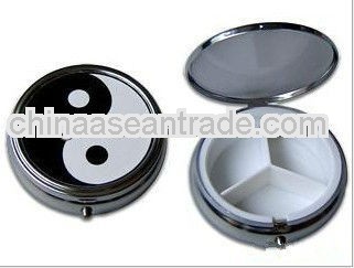 Zinc alloy pill box round pill box