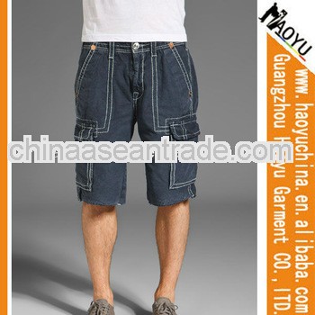 Zipper paillette ornament pockets jeans shorts for summer free size denim shorts men cargo shorts (H