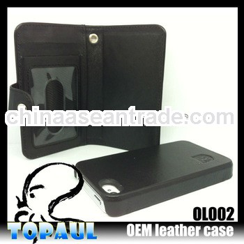 [HOT]Black genuine leather case for iphone5(OL002)