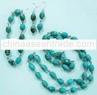 turquoise necklace, bracelet, earrings set