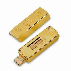 Gloden USB thumb drive /Pushable Thumb drive