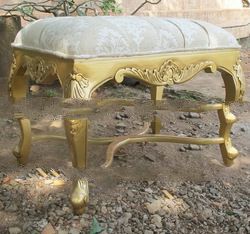 Antique Gold French Stool - Wooden Furniture