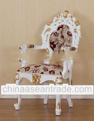 Heavy Carved White Painted Dining Chair with Arm