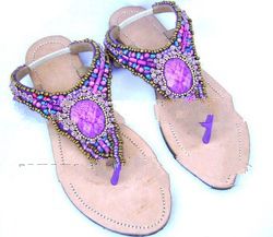 Beaded Leather Sandals