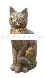 Sitting Cat Wood Carving