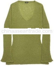 long rib v-neck sweater