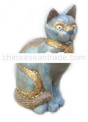 Sitting Cat Wood Carving