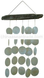 Driftwood sign with capiz chime