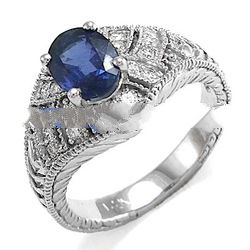 Oval Sapphire Diamond Anniversary Ring