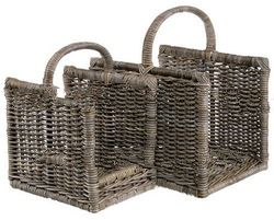 Wood Keeper Basket Rattan koboo grey set of 2