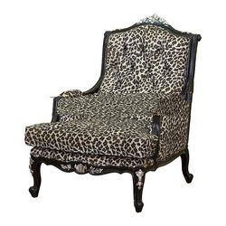 Mahogany Collins Big Carved Chair Upholstered