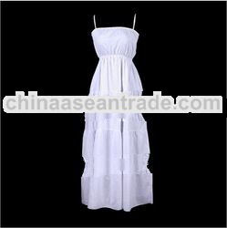 High Quality Elegant Plain Dyed Cotton and Elastin Sun Dress