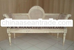 Antique Reproduction Rattan Sofa Classic Bench French Style Chair Cane European Style Home Furniture