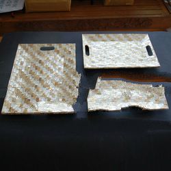 set trey made from capis art shell ware inlay mosaic
