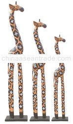 Standing Giraffe Wood Carving Set