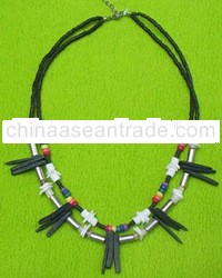 Shell And Coco Beads Necklace With Indian Stick