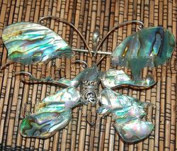 buterfly paua shell with silver model pendants