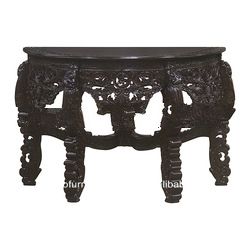 Dark Half Moon Heavy Carved Console Table