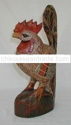 Wooden Rooster With Batik