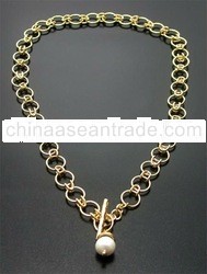 Brass necklace with Pearls