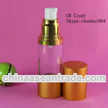 beautiful pump cap for airless bottle frosted gold 30ml