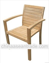 High Quality Garden Solid Teak Wood Stacking Arm Chair