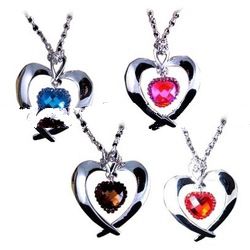 18k White Gold Plated Necklaces With Crystal Pendants In Different Colors