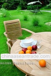 Teak Round Folding Table and Horison Stacking Chair