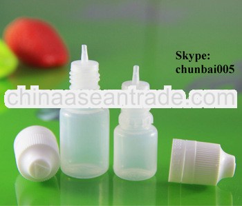 bottles for eye drops with long thin tip with childproof and tamper evident cap