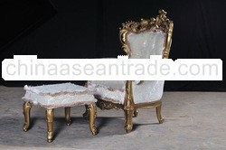 Gold Gilded Classic Sofa and Pouf