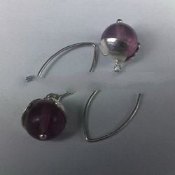 EHFMN02 - SS Teardrop Ear Wire with Amethyst Beads