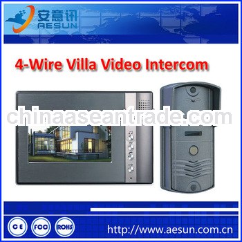 cheap 4 wire color video monitor intercom system for 3-apartments