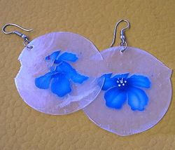 Flower Airbrushed Round Shell Earrings