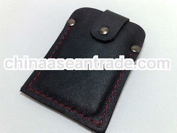 classic look black leather business card case