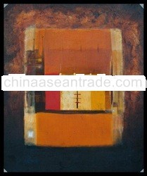 Abstract Yellow, red and black square painting