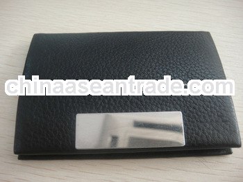 corporate gifts metal card case with pu leather surface for promotion