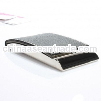 curved leather business card case