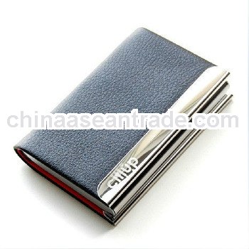 custom black PU leather business name card holder