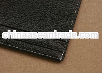 custom made leather wallet black in slim design for business mens